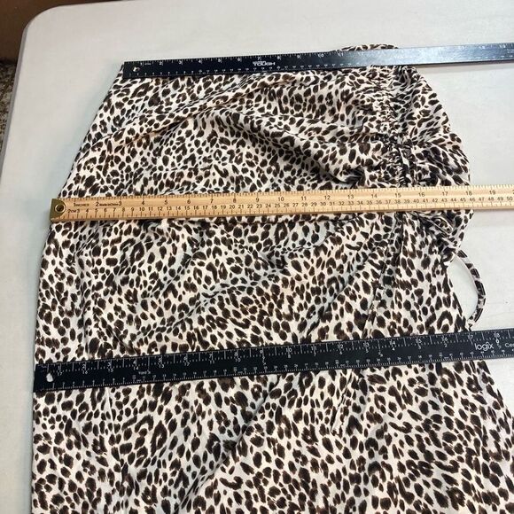 VERY J Ruched Animal Print Midi Skirt Size Large  Hand Measures Smaller - Picture 3 of 10